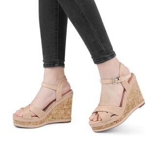 Merumote‎ Wedge Sandals Women 9 Natural Cork Platform Boho Summer MER NWT